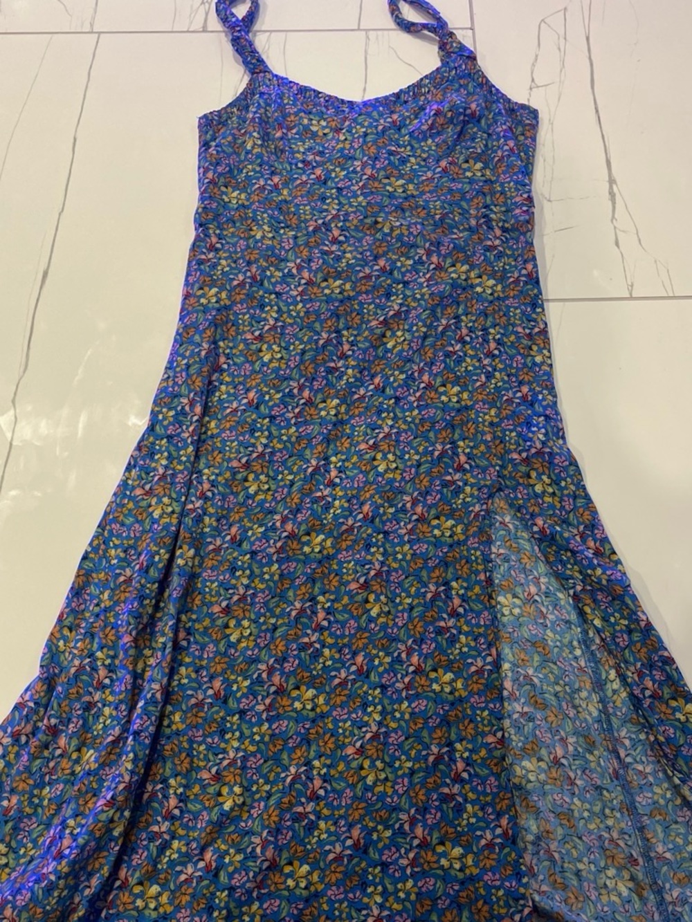 Zara Blue Floral Maxi Slip Skirt